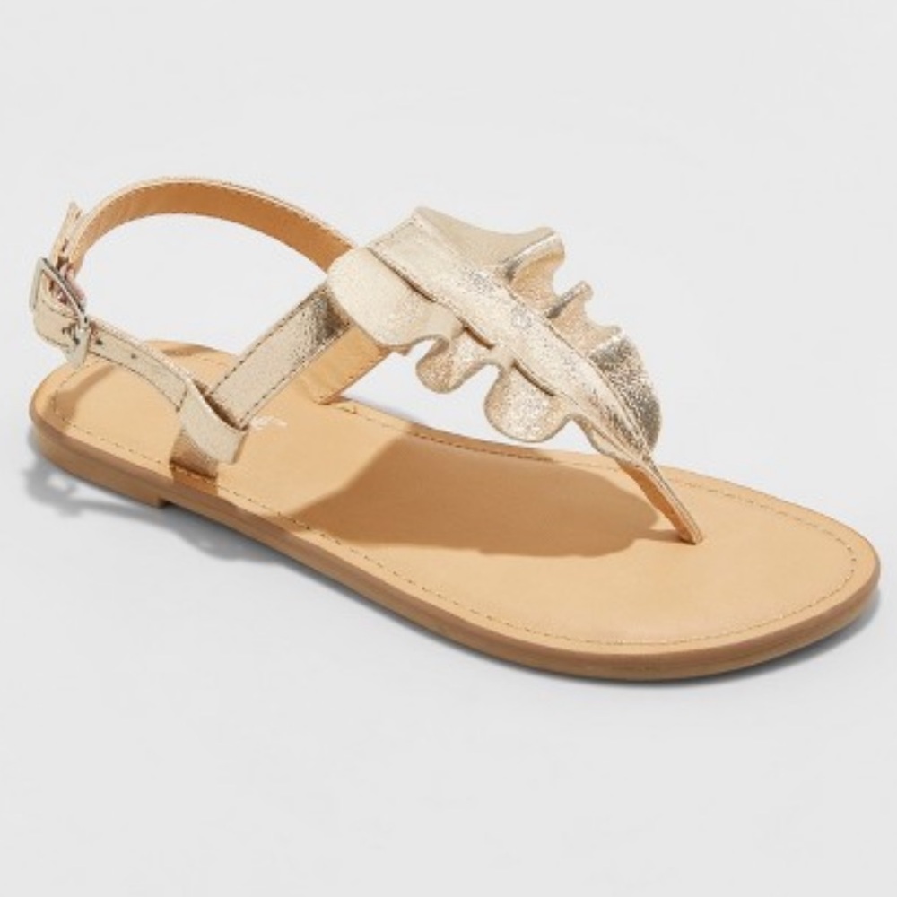 Cat and Jack Gold Naomi Ruffle Thong Sandal